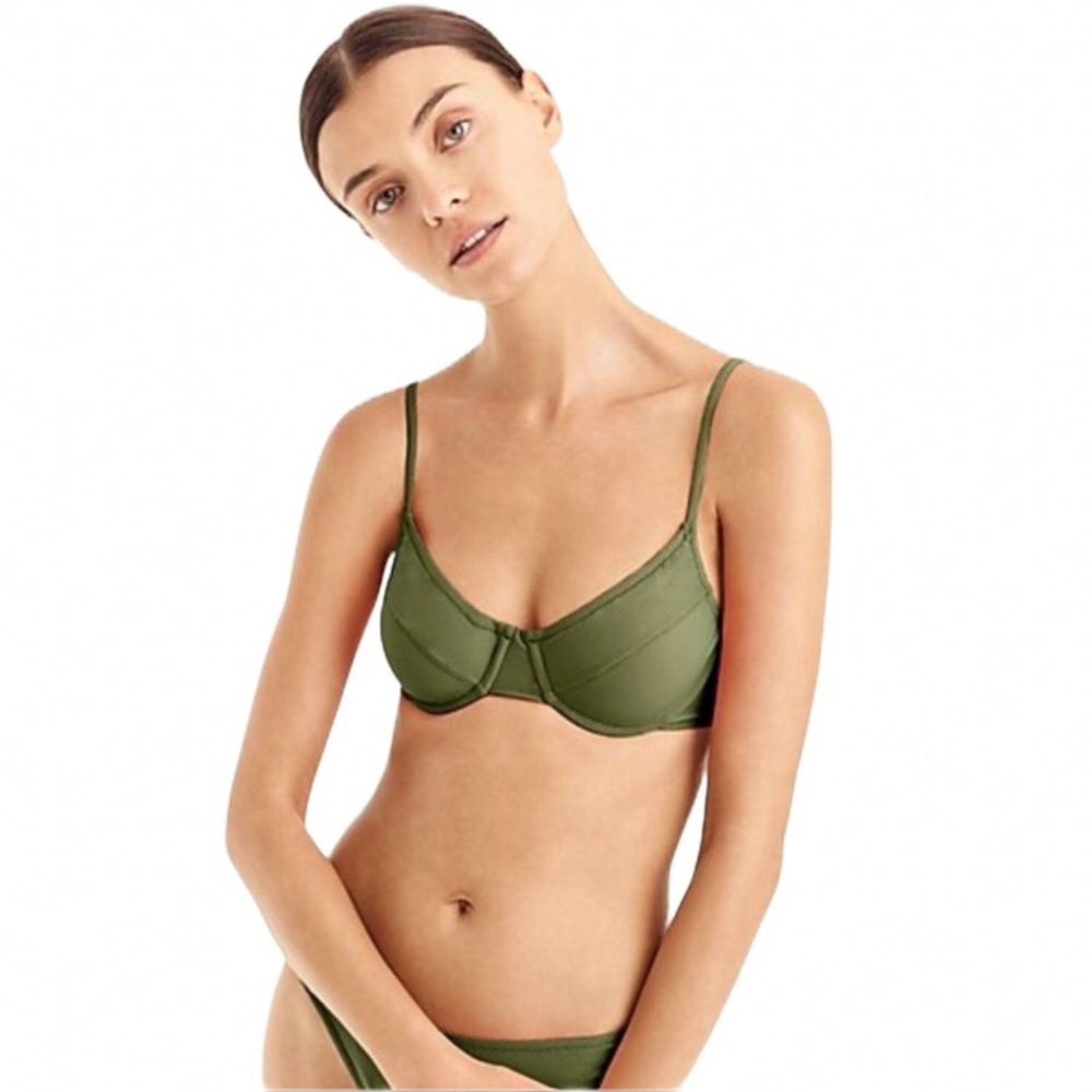 J. CREW Women's 1993 Underwire Top In Olive Green